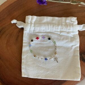 Colorful Beaded Bracelet with Cross Charm